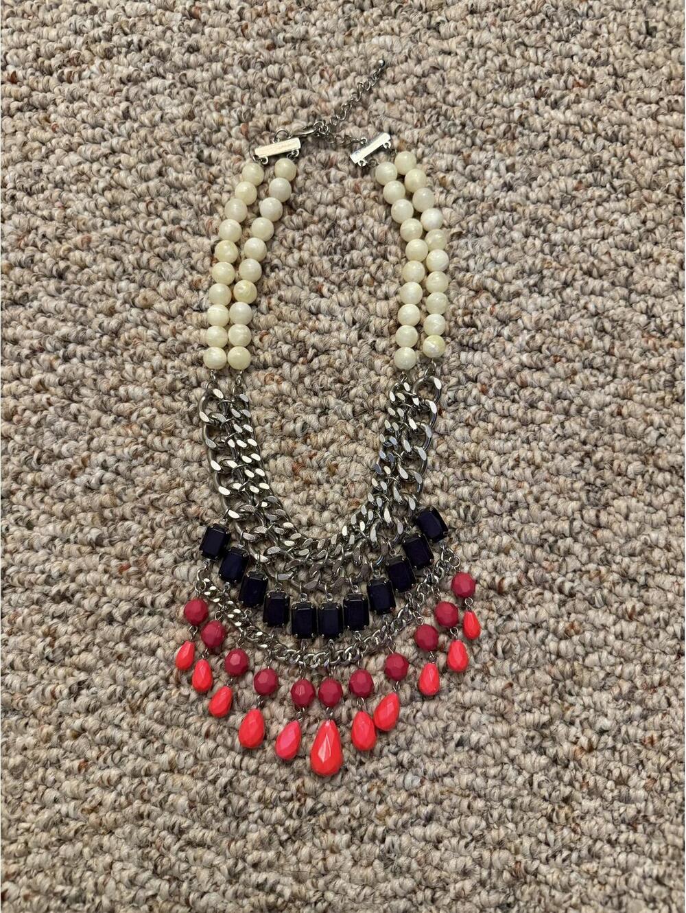 Free people black/cream/hot pink fashion neckless